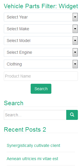 The search form on the front end in vertical layout